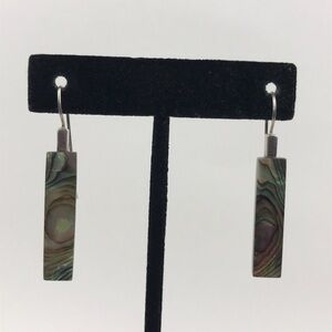 Sterling Silver Abalone Wire Hook Drop Earrings